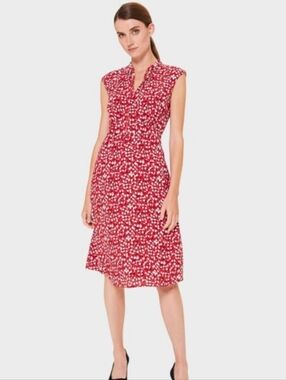 Hobbs London Red Floral  Shift Dress, Sz 2